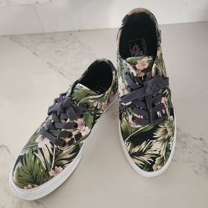 Vans Cush Hawaiian Floral Tropical EUC Sz 8 Canvas Low Top Skater Sneakers Shoes